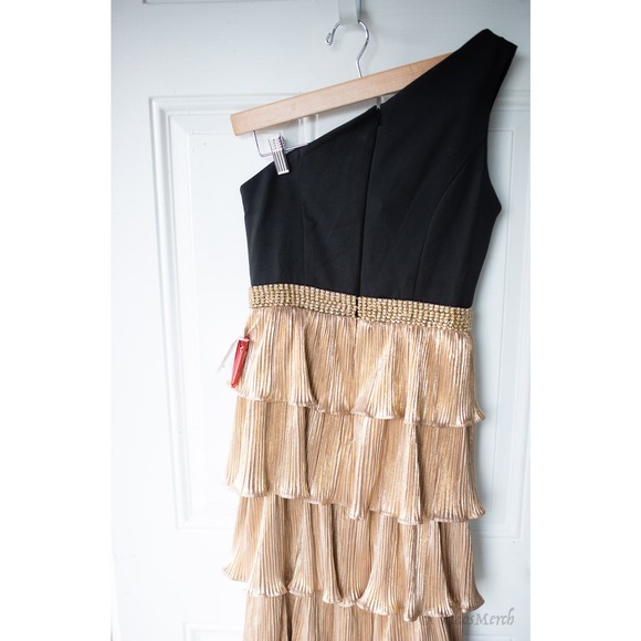 Mac Duggal One-Shoulder Ruffle Tiered Gown Dress 2 NEW - Picture 6 of 6